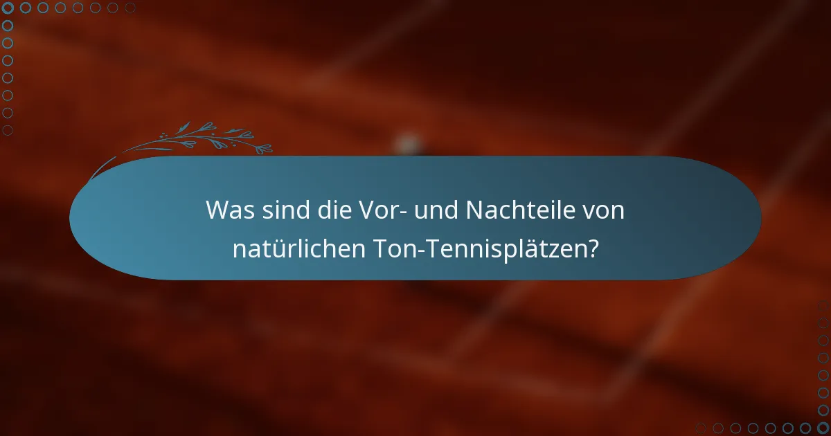 Was sind die Vor- und Nachteile von natürlichen Ton-Tennisplätzen?
