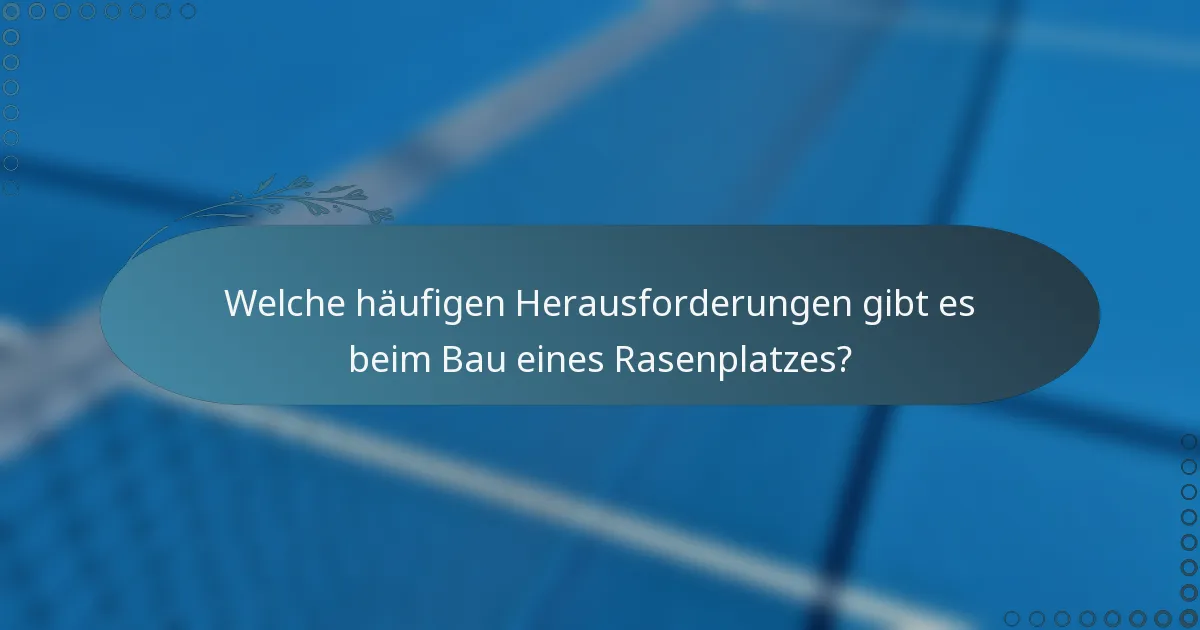 Welche häufigen Herausforderungen gibt es beim Bau eines Rasenplatzes?