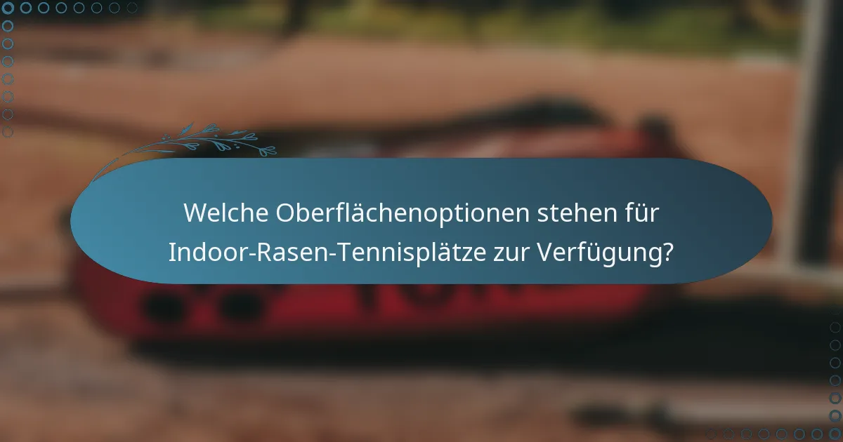 Welche Oberflächenoptionen stehen für Indoor-Rasen-Tennisplätze zur Verfügung?