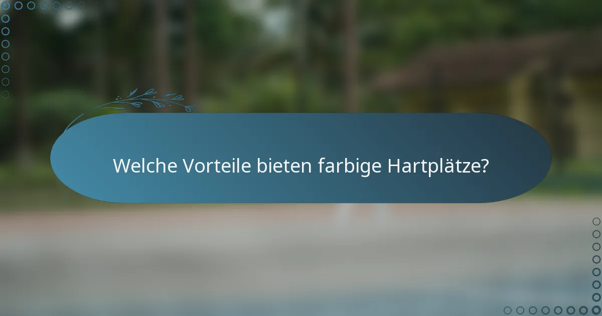 Welche Vorteile bieten farbige Hartplätze?