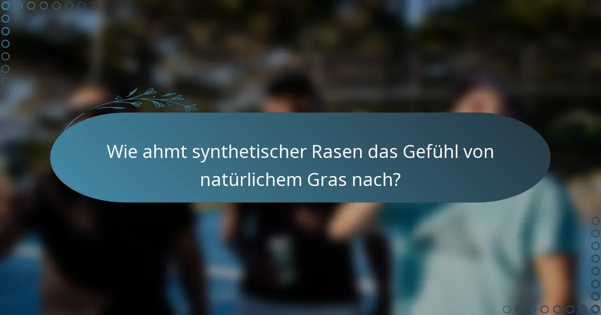 Wie ahmt synthetischer Rasen das Gefühl von natürlichem Gras nach?